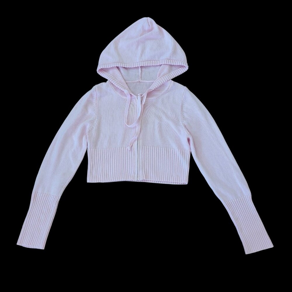 SHEIN Womens Zip Up Knitted Crop Hoodies with Pants Pink Size L - Picture 5 of 9